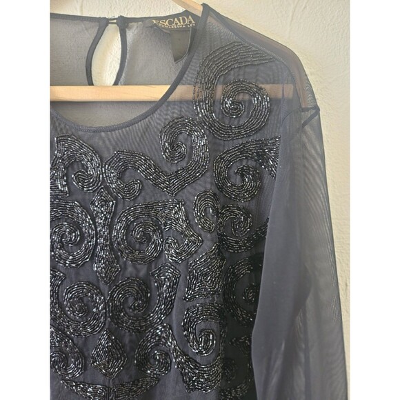 Escada Mesh And Beaded Body Suite Vtg Black Size L - Picture 3 of 10